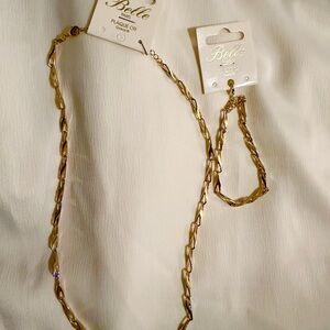 Belle Gold-plated Chain Necklace and Bracelet Set